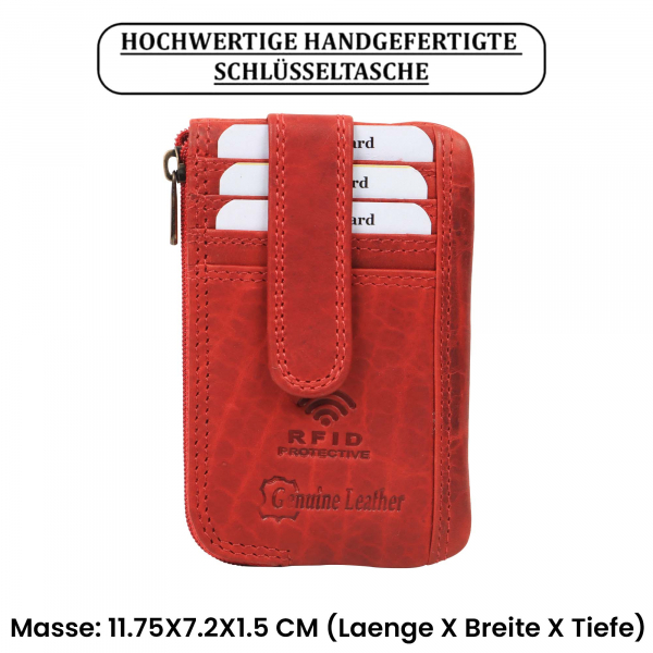 Schlüsseltasche Schlüsseletui 24- (08A) UMTI Leder Schlüsselmäppchen mit 2 Ringe Haken Neu
